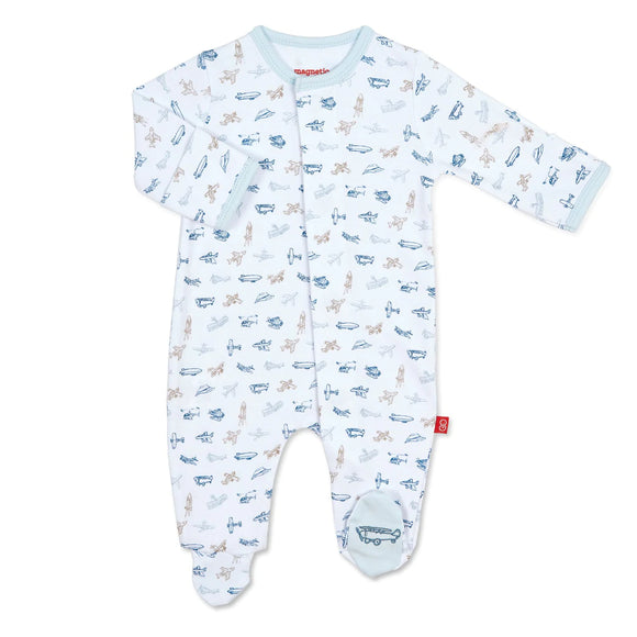Magnetic Baby Organic Cotton Magnetic Footie-Boys