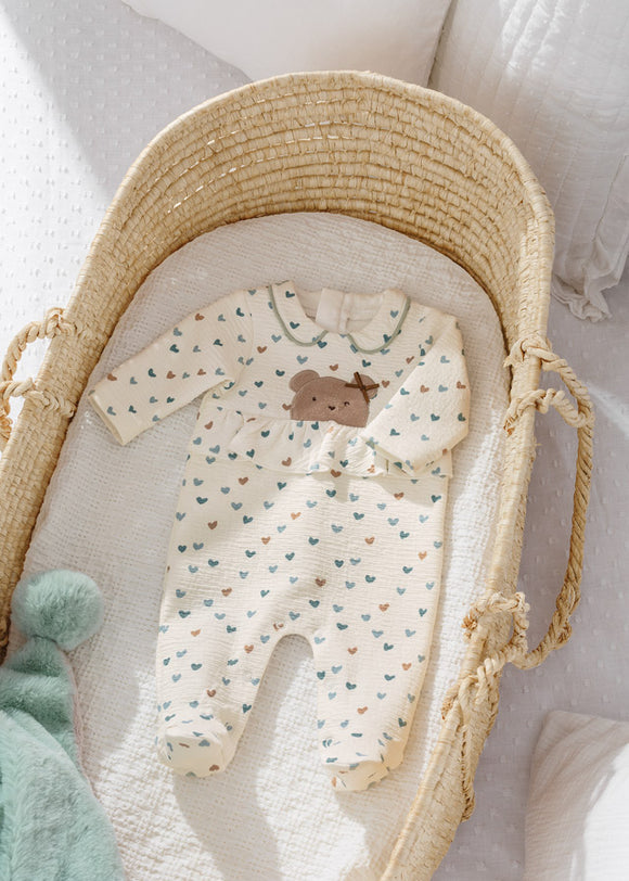 Mayoral Newborn Girls Padded Footed One Piece